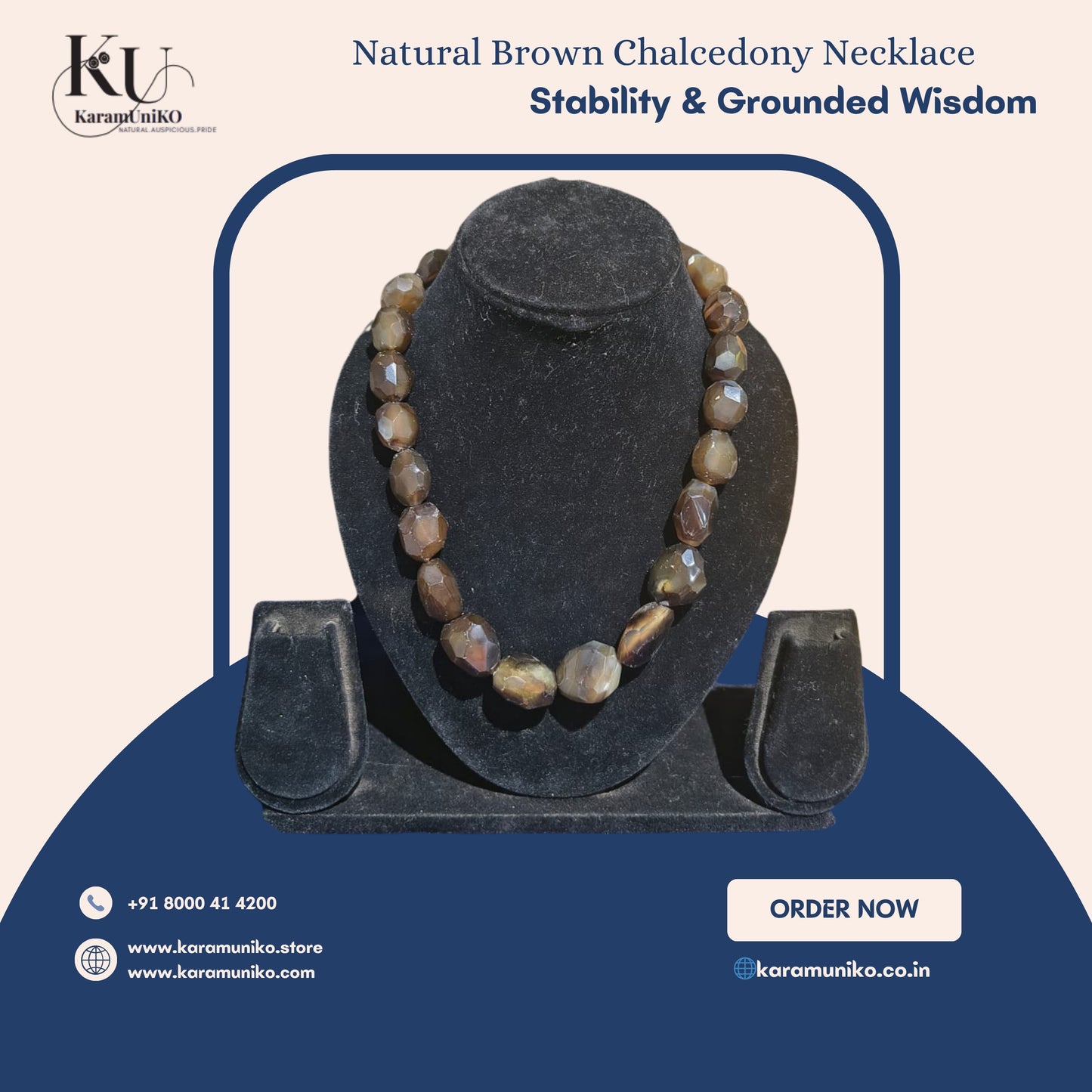 Natural Brown Chalcedony Necklace