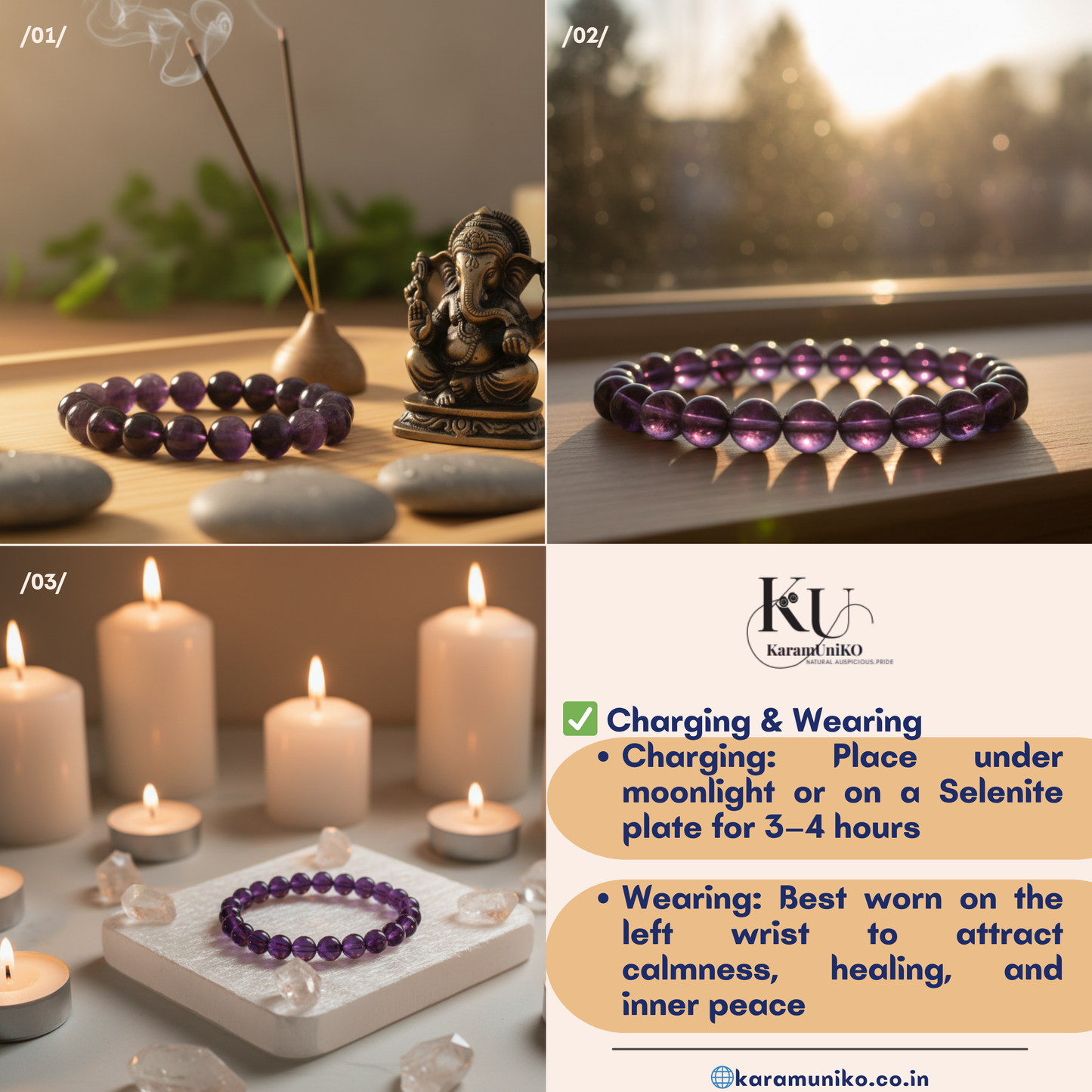 Amethyst Round Beads Bracelet