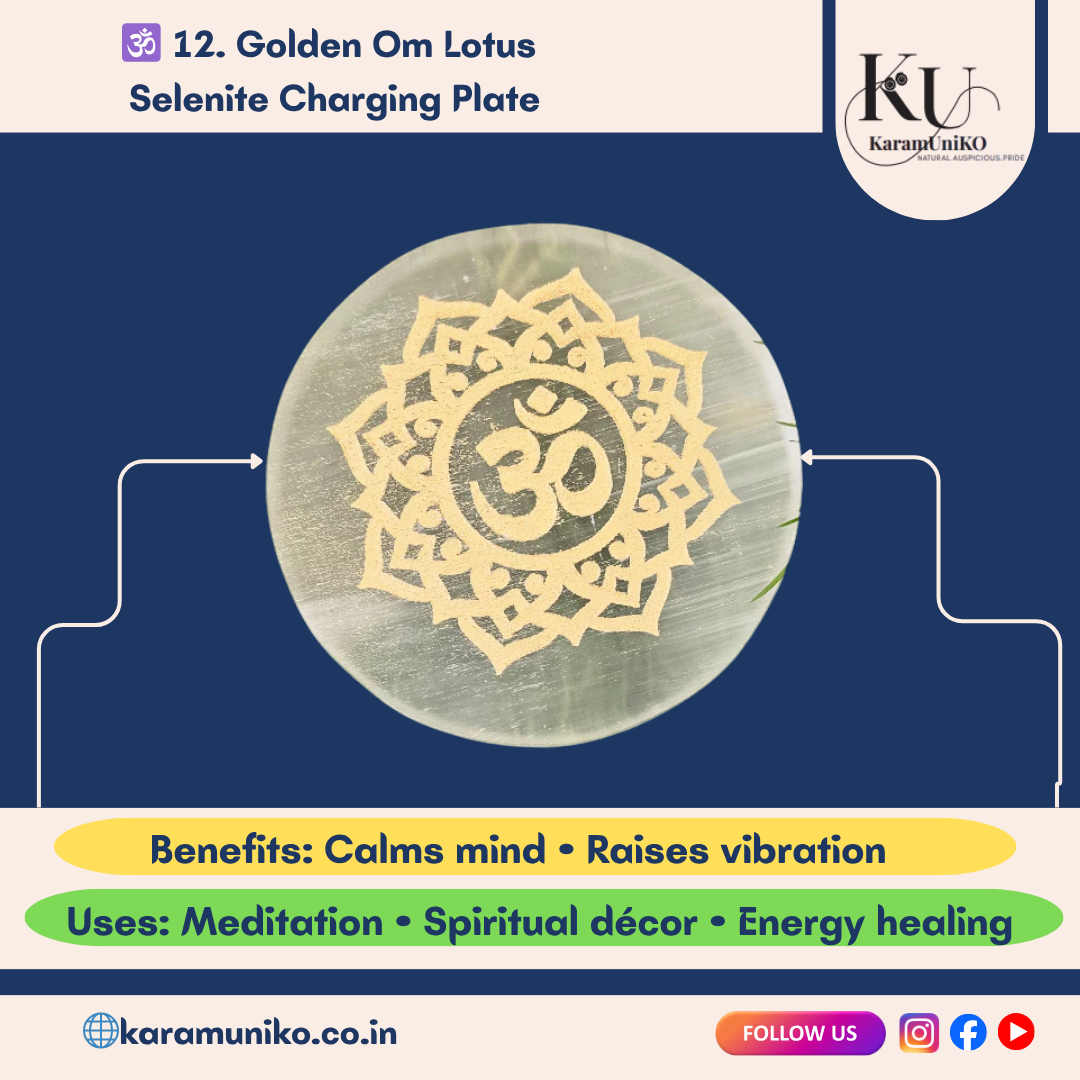 Golden Om Lotus Selenite Charging Plate