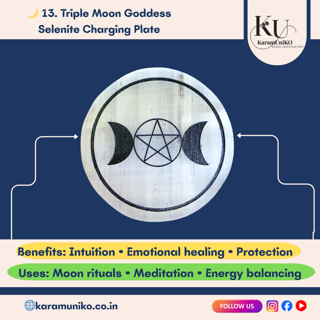 Triple Moon Goddess Selenite Charging Plate