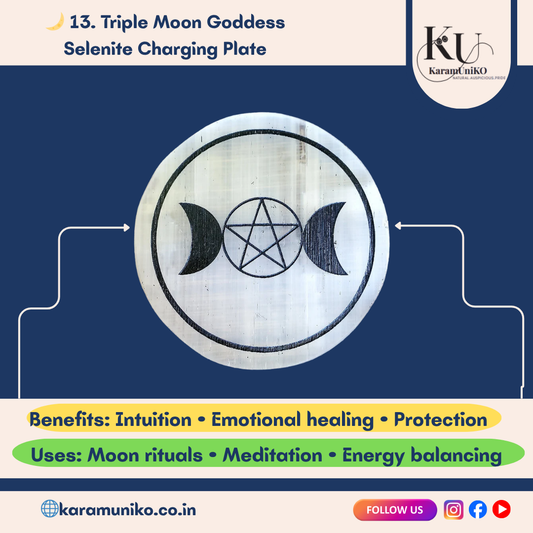 Triple Moon Goddess Selenite Charging Plate