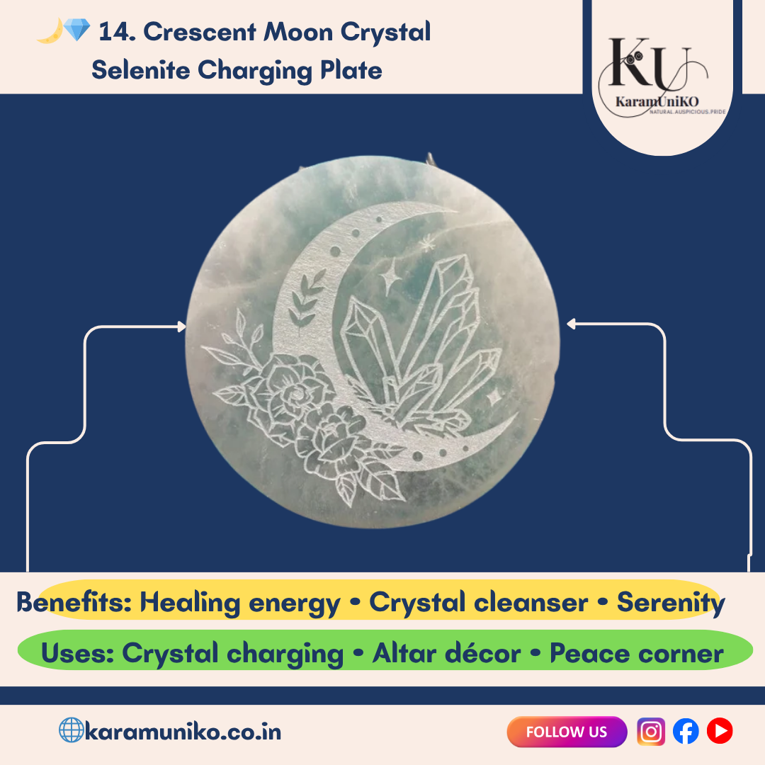 Crescent Moon Crystal Selenite Charging Plate