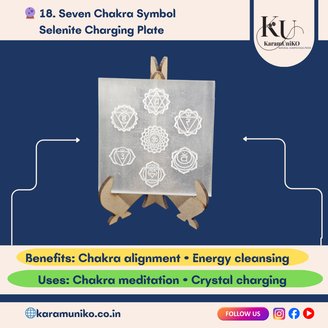Seven Chakra Symbol Selenite Charging Plate