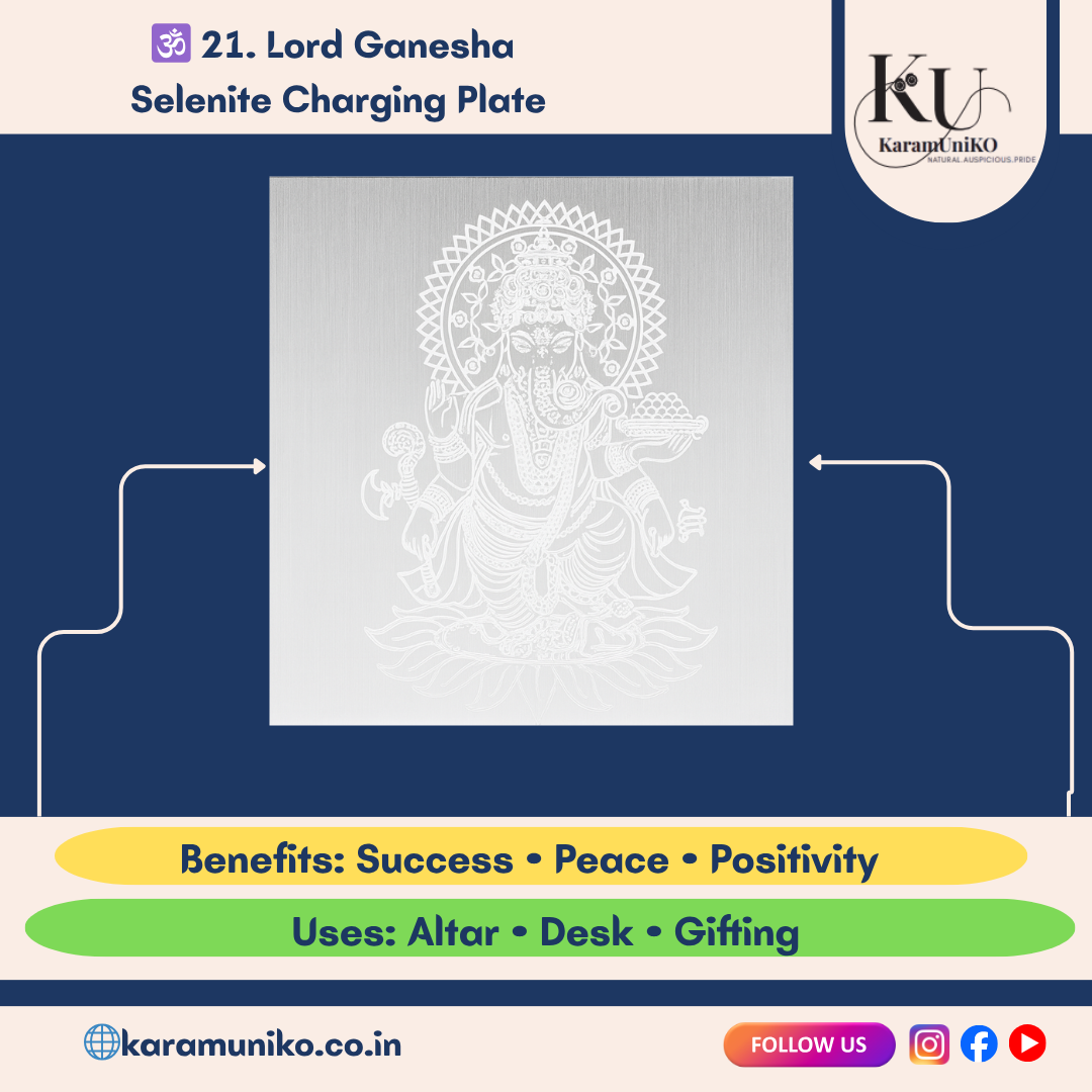 Lord Ganesha Selenite Charging Plate