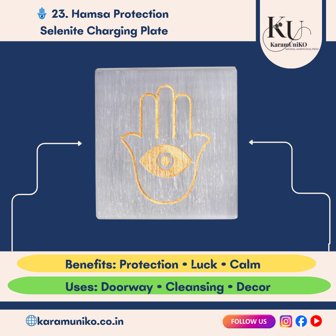 Hamsa Protection Selenite Charging Plate