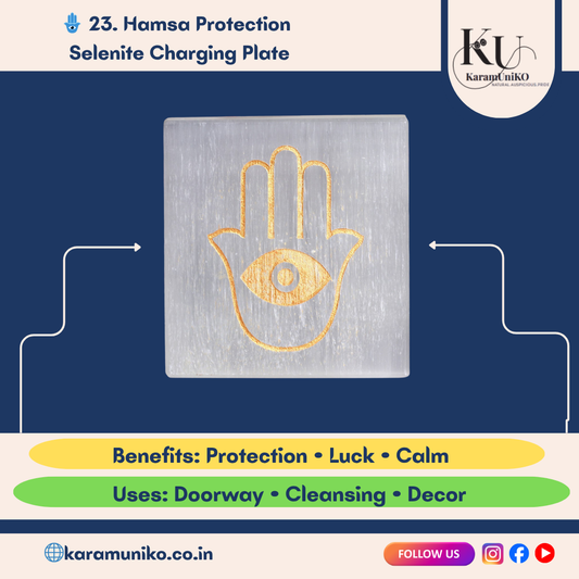 Hamsa Protection Selenite Charging Plate