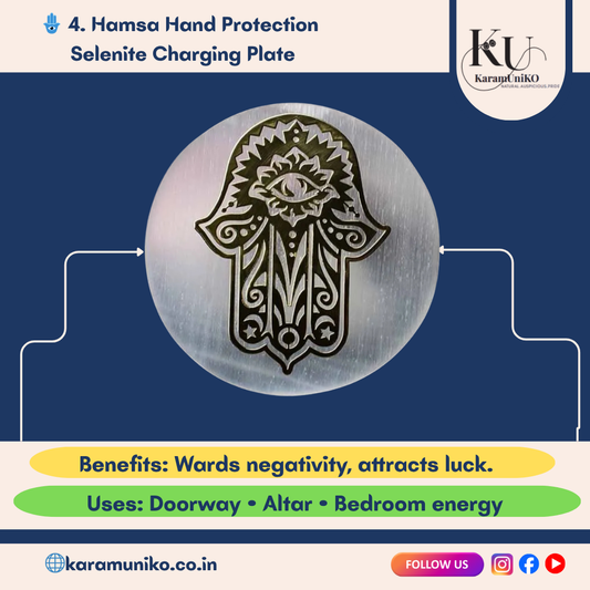 Hamsa Hand Protection Selenite Charging Plate