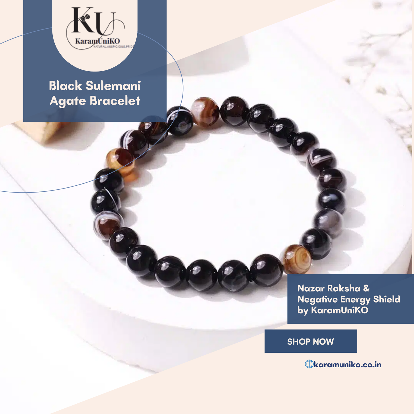 Black Sulemani Agate Bracelet