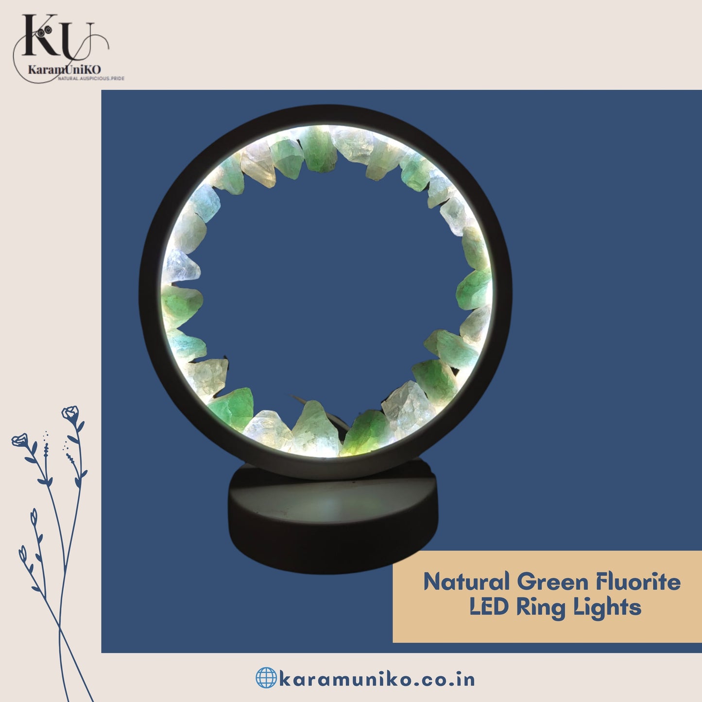 Natural Green Fluorite LED Ring Lights