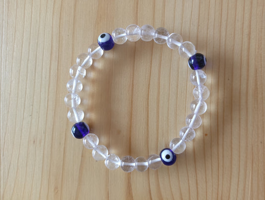 Clear Quartz with Evil Eye Bracelet