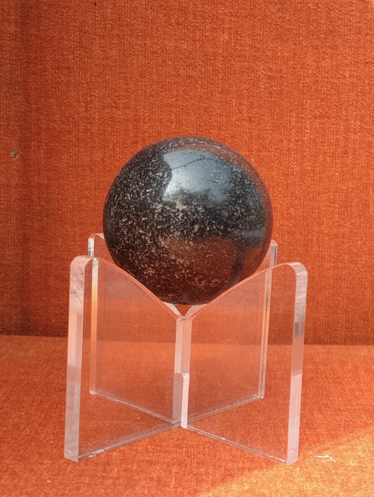 Snowflake Obsidian Sphere on Acrylic Stand
