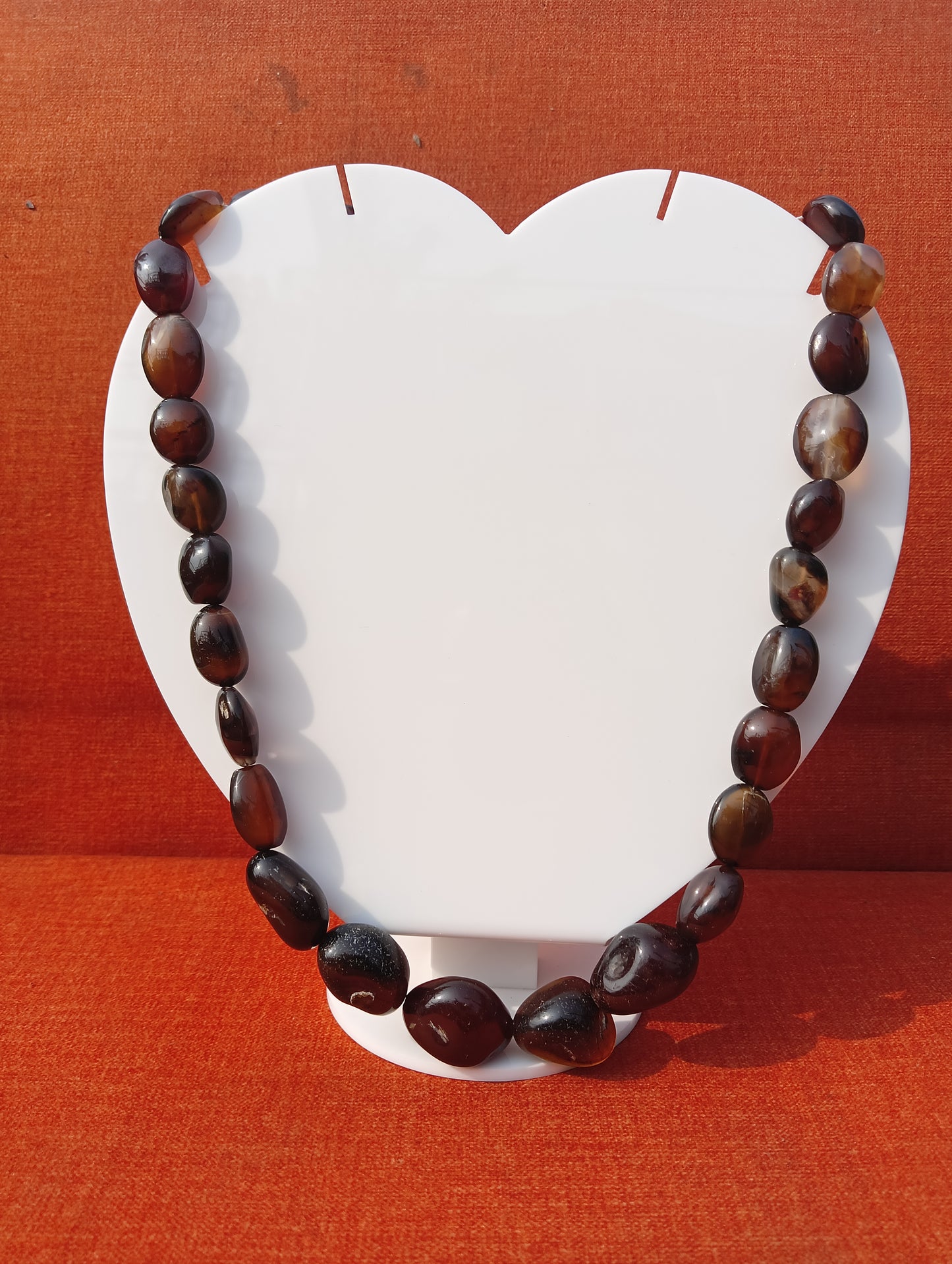 Natural Black Agate Polished Bead Necklace – Elegant & Timeless