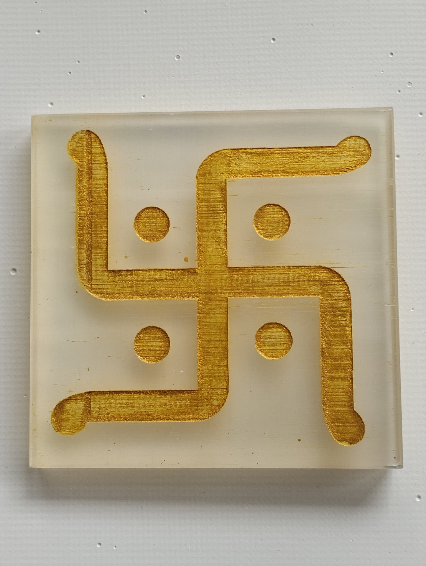 Golden Swastika Square Selenite Plate
