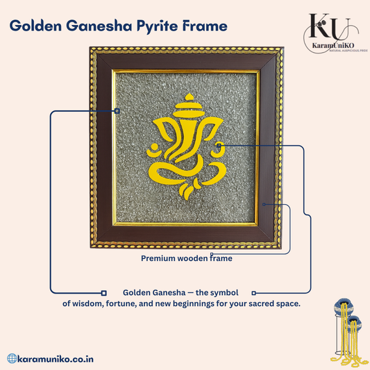 Golden Ganesha Pyrite Frame