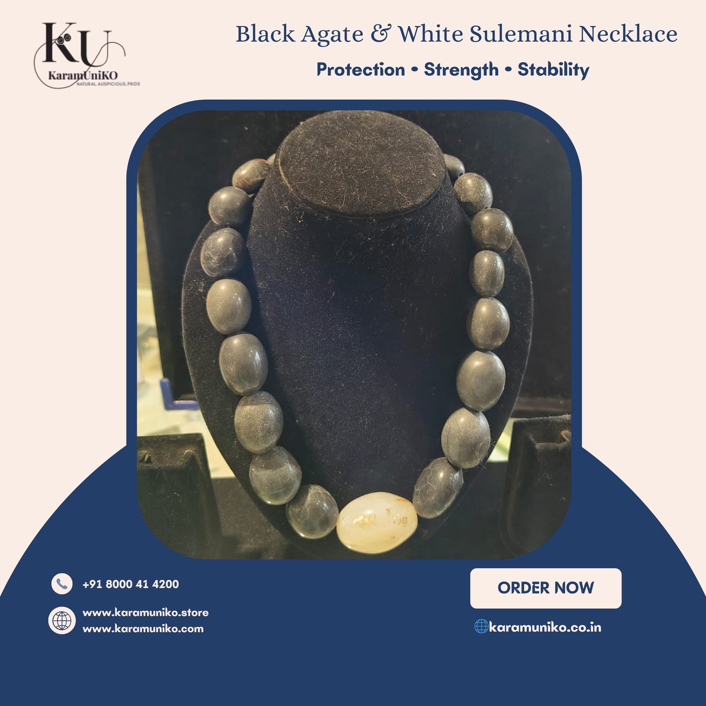 Black Agate & White Sulemani Necklace