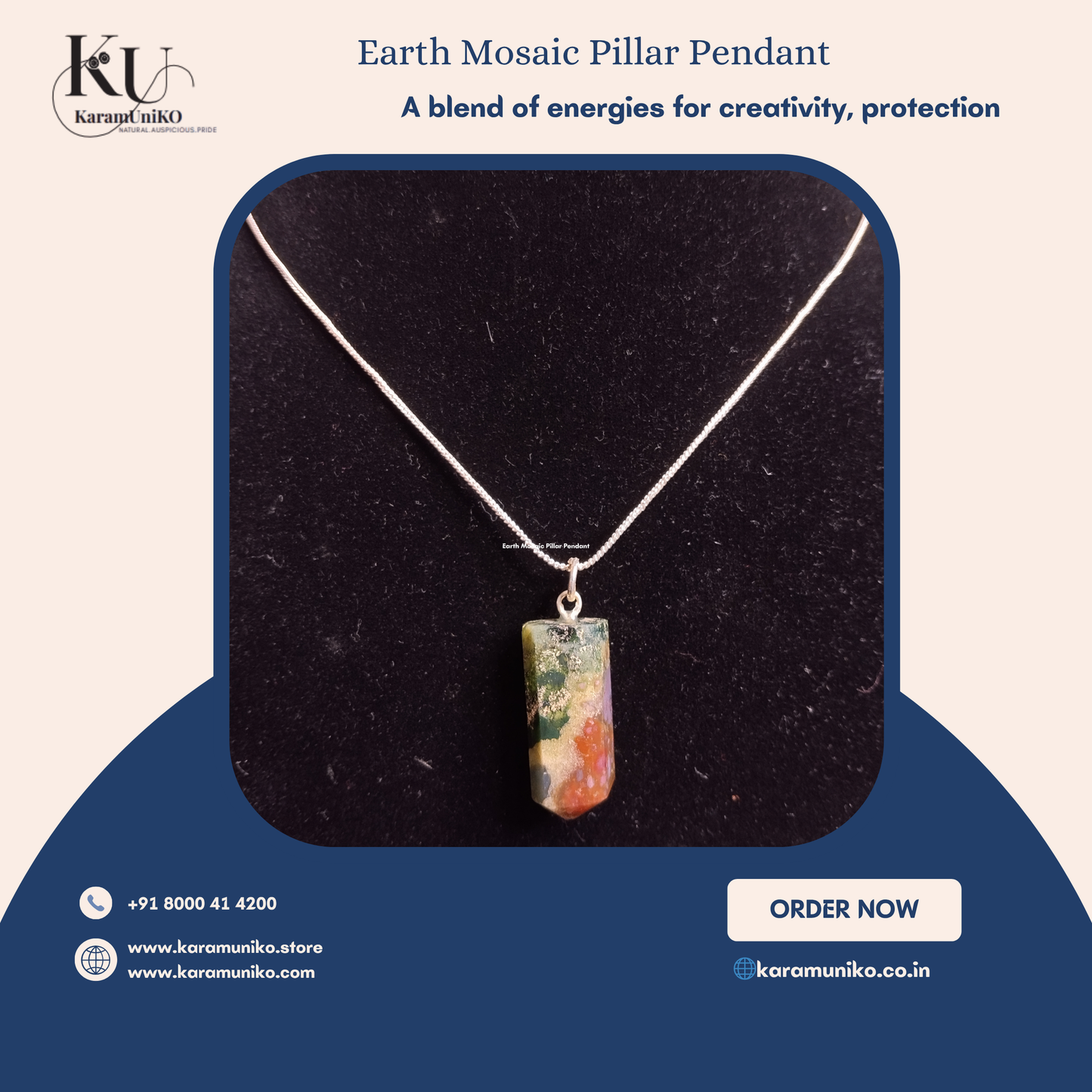 Earth Mosaic Pillar Pendant