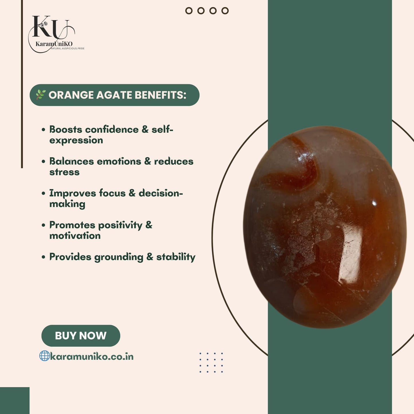 Orange Agate Palm Stone – Vitality & Confidence Crystal
