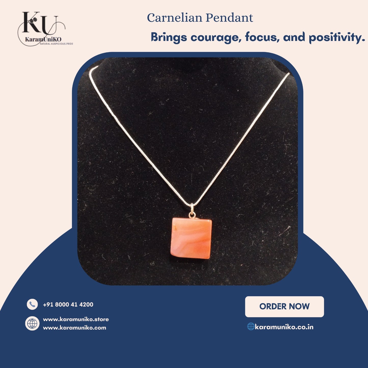 Carnelian Square Pendant