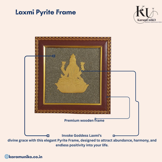 Lakshmi Pyrite Framed Metal Art – Divine Elegance in Golden Form