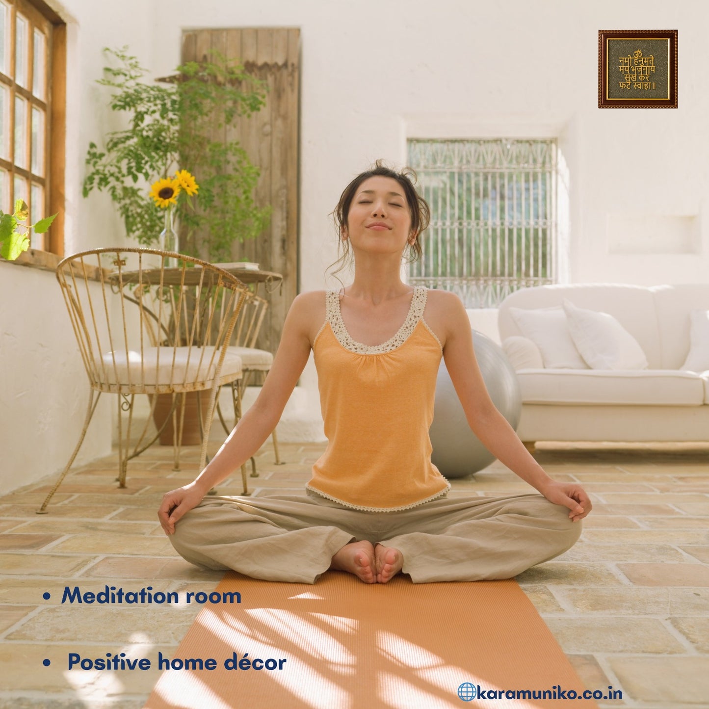 Hanuman Mantra in Pyrite Frame– Sacred Invocation of Strength and Serenity