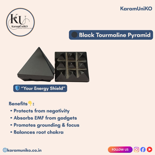 Black Tourmaline Pyramid & Energy Protection Grid Set