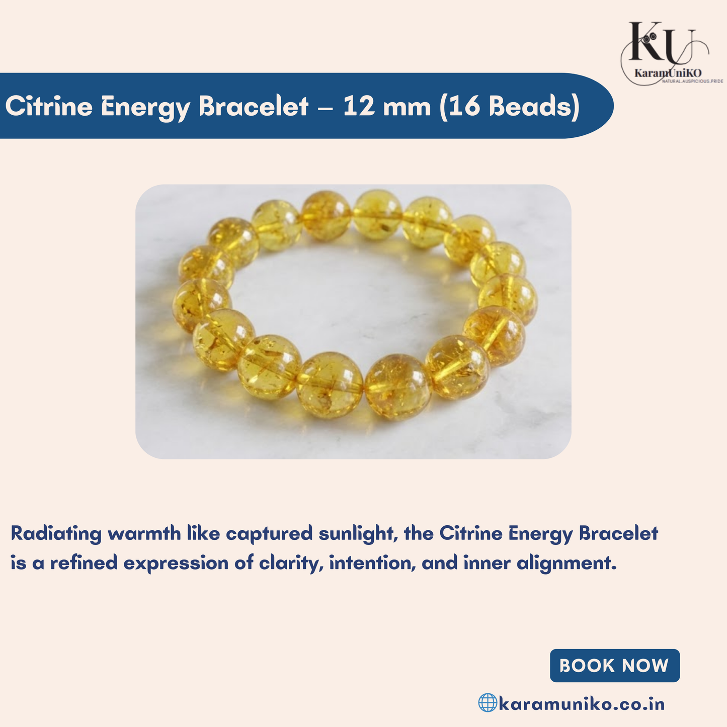 Citrine Radiance Bracelet – 12mm (16 Beads)
