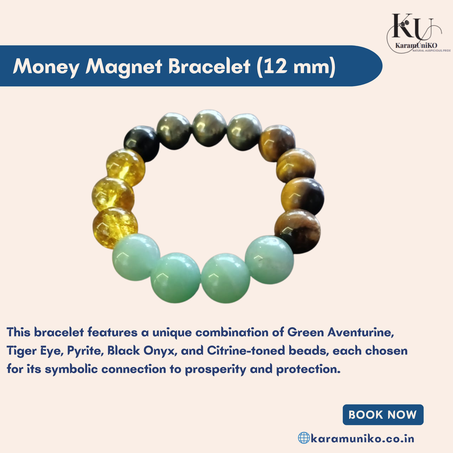 Money Magnet Bracelet – 12mm (15 Beads)