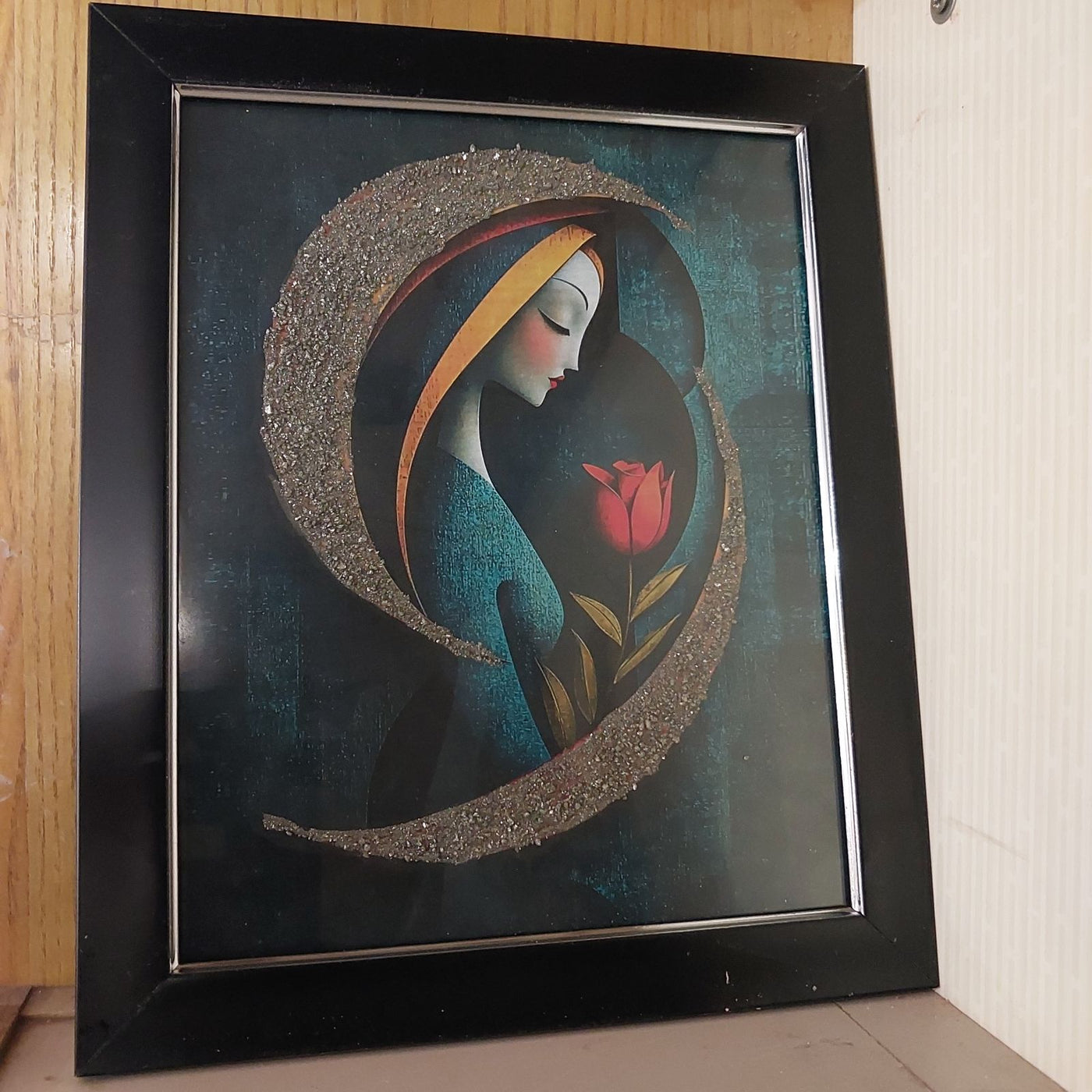 Serenity in Bloom – Framed with Pyrite Spiritual Artwork