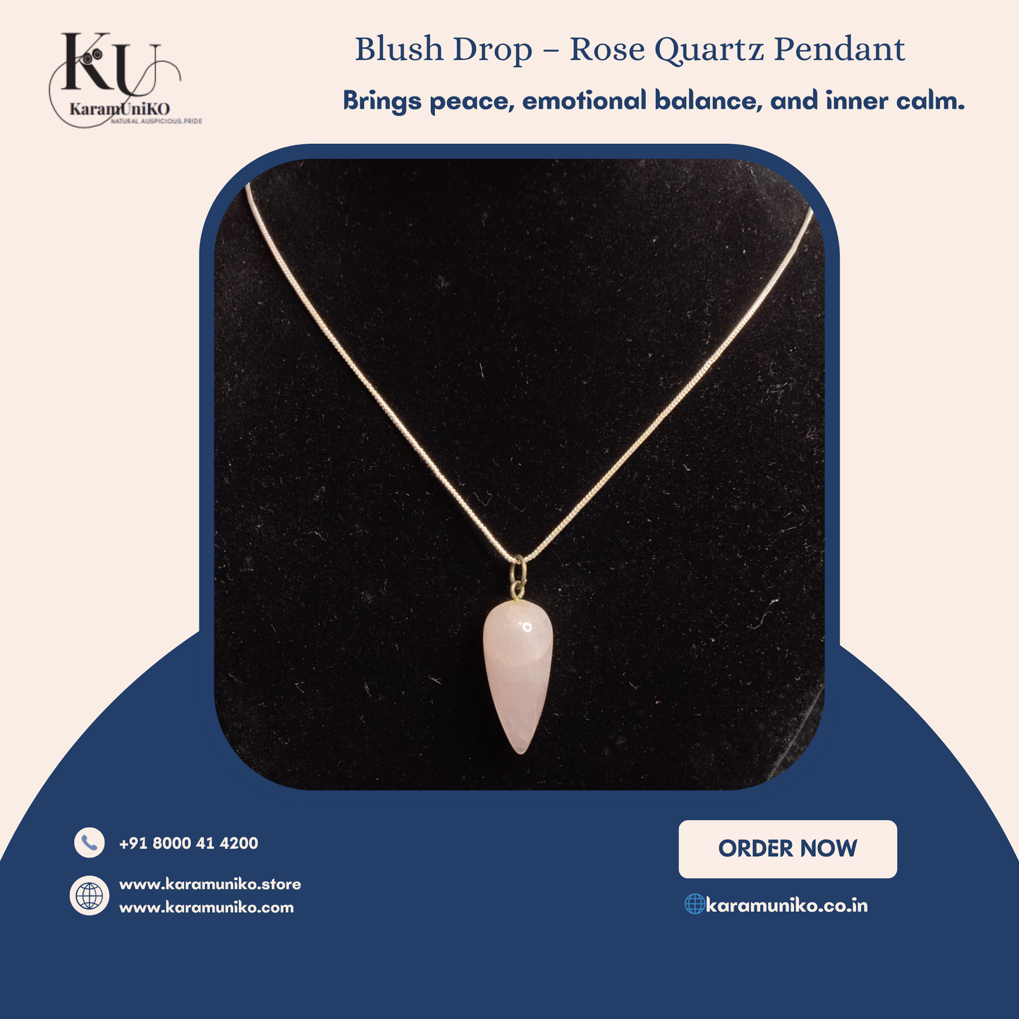 Blush Drop – Rose Quartz Pendant
