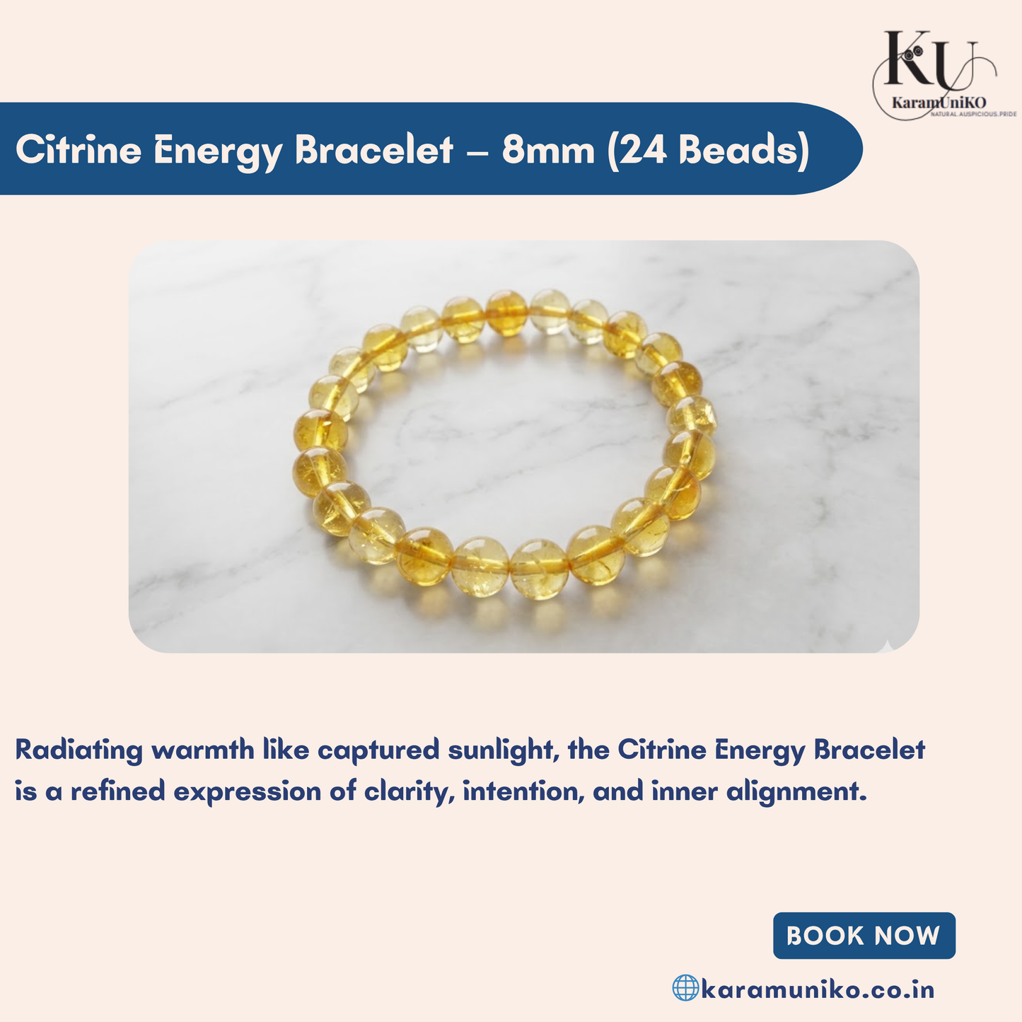 Citrine Energy Bracelet – 8mm (24 Beads)