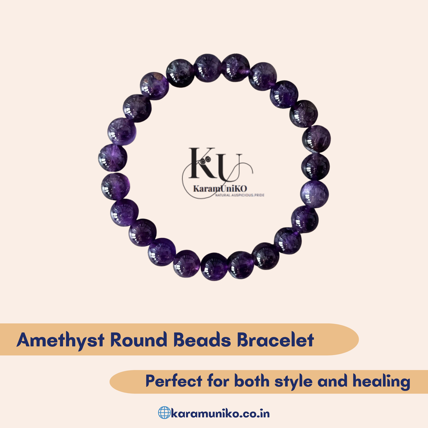 Amethyst Round Beads Bracelet