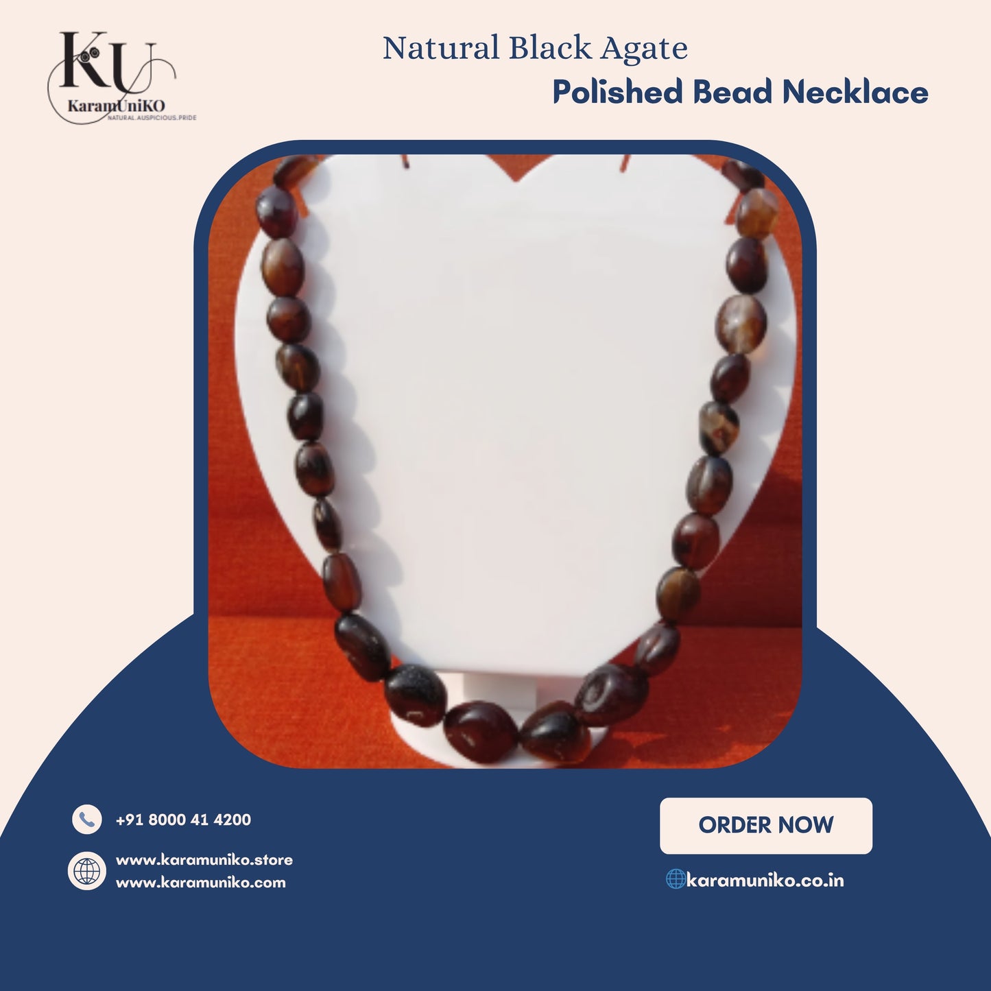 Natural Black Agate Necklace