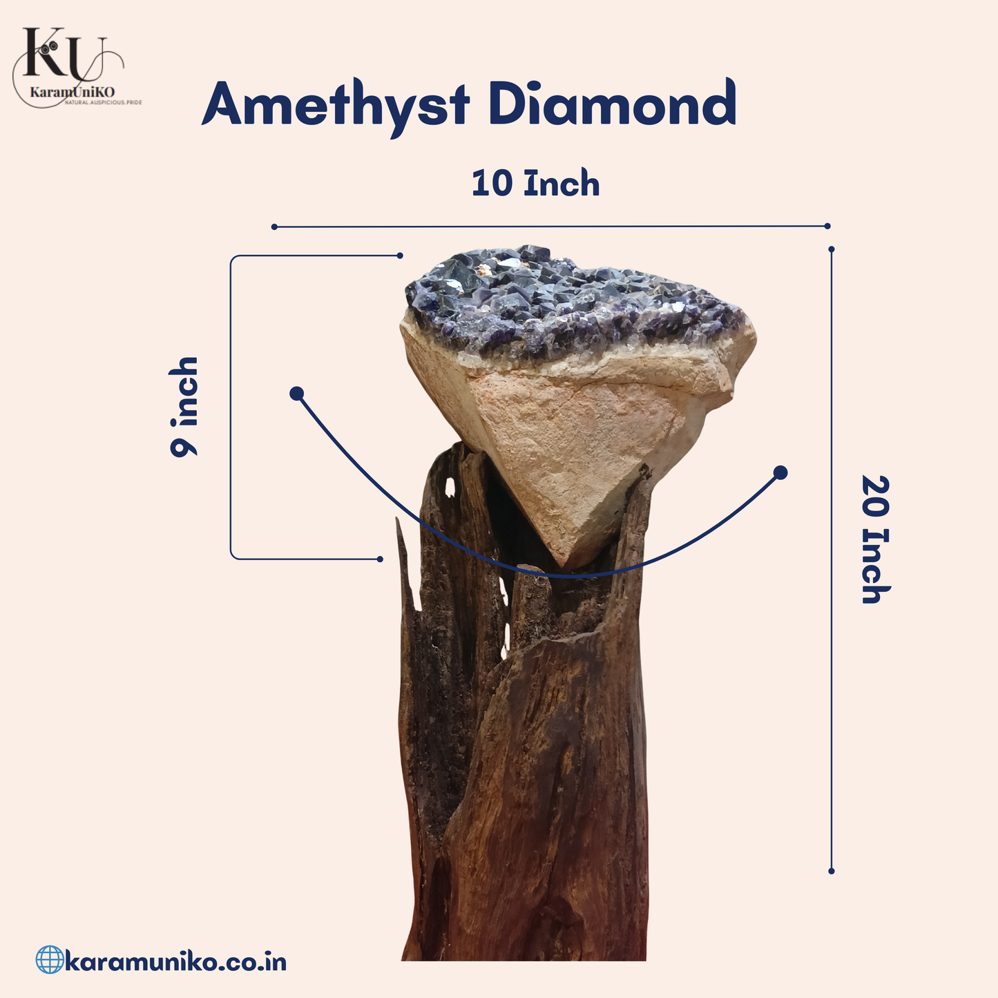 Naturally Formed Diamond-Shaped Amethyst