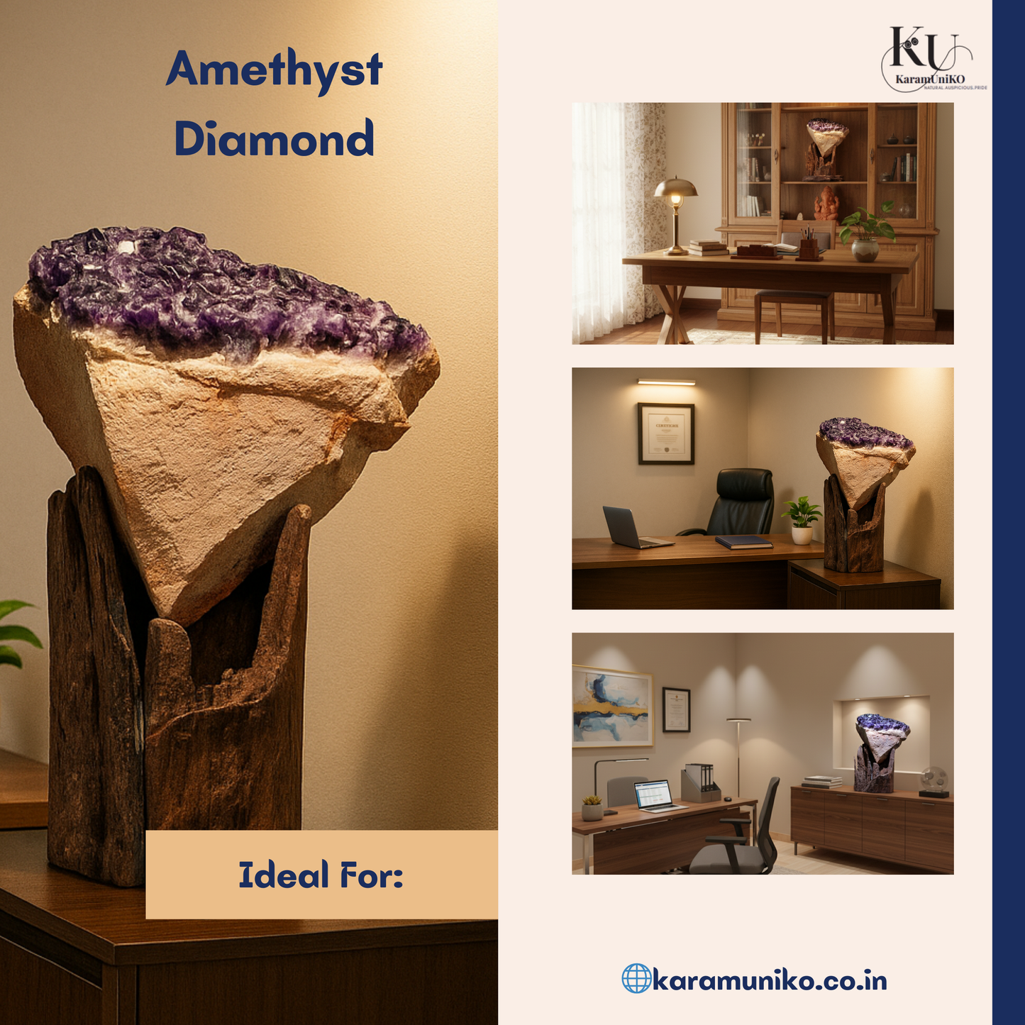 Naturally Formed Diamond-Shaped Amethyst