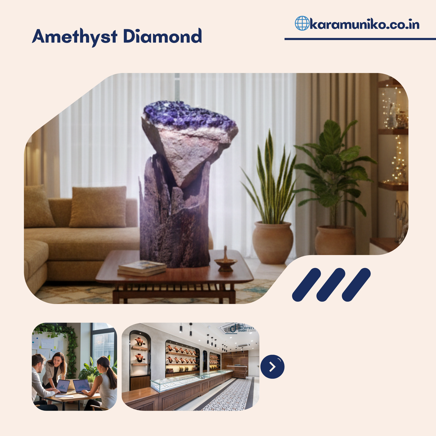Naturally Formed Diamond-Shaped Amethyst