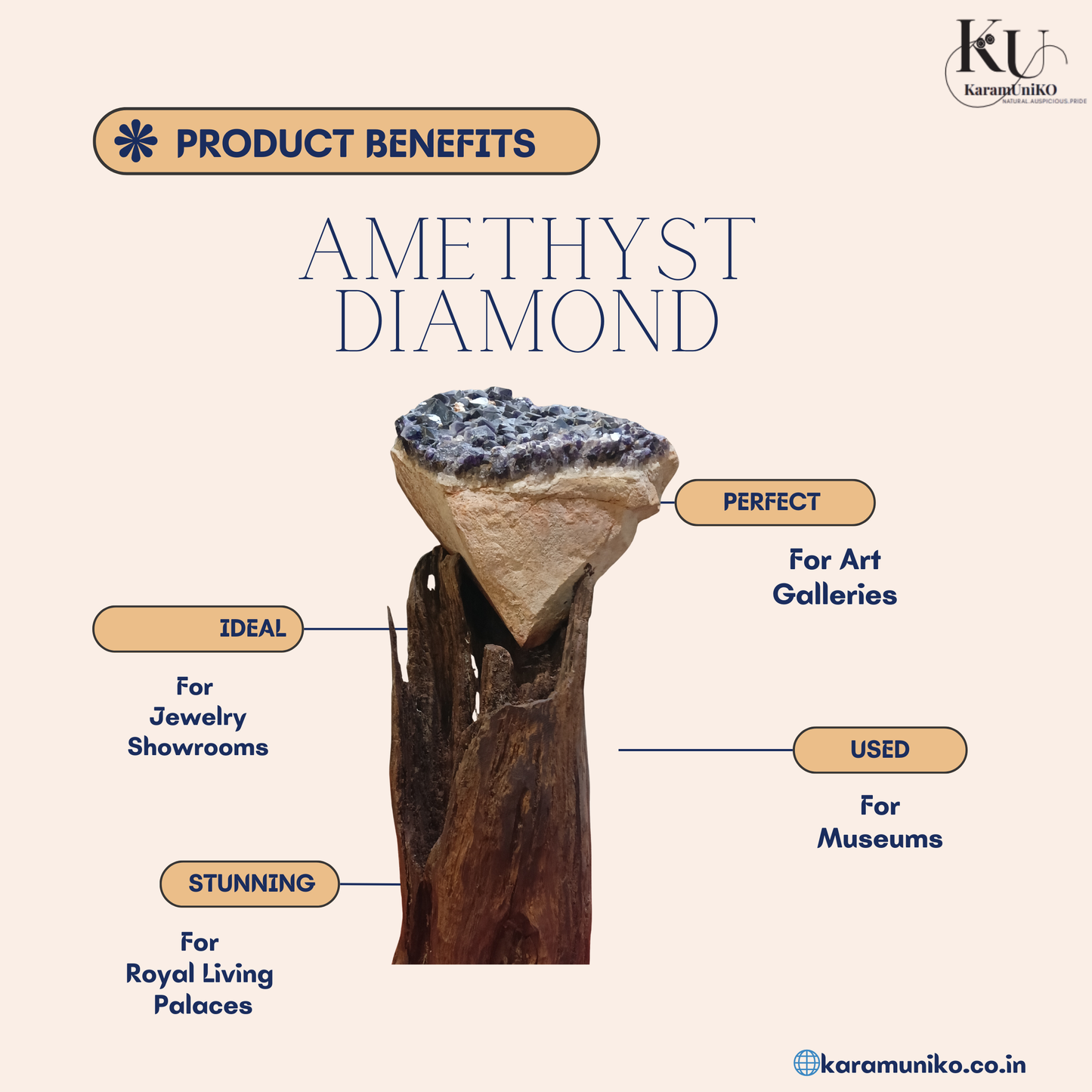 Naturally Formed Diamond-Shaped Amethyst
