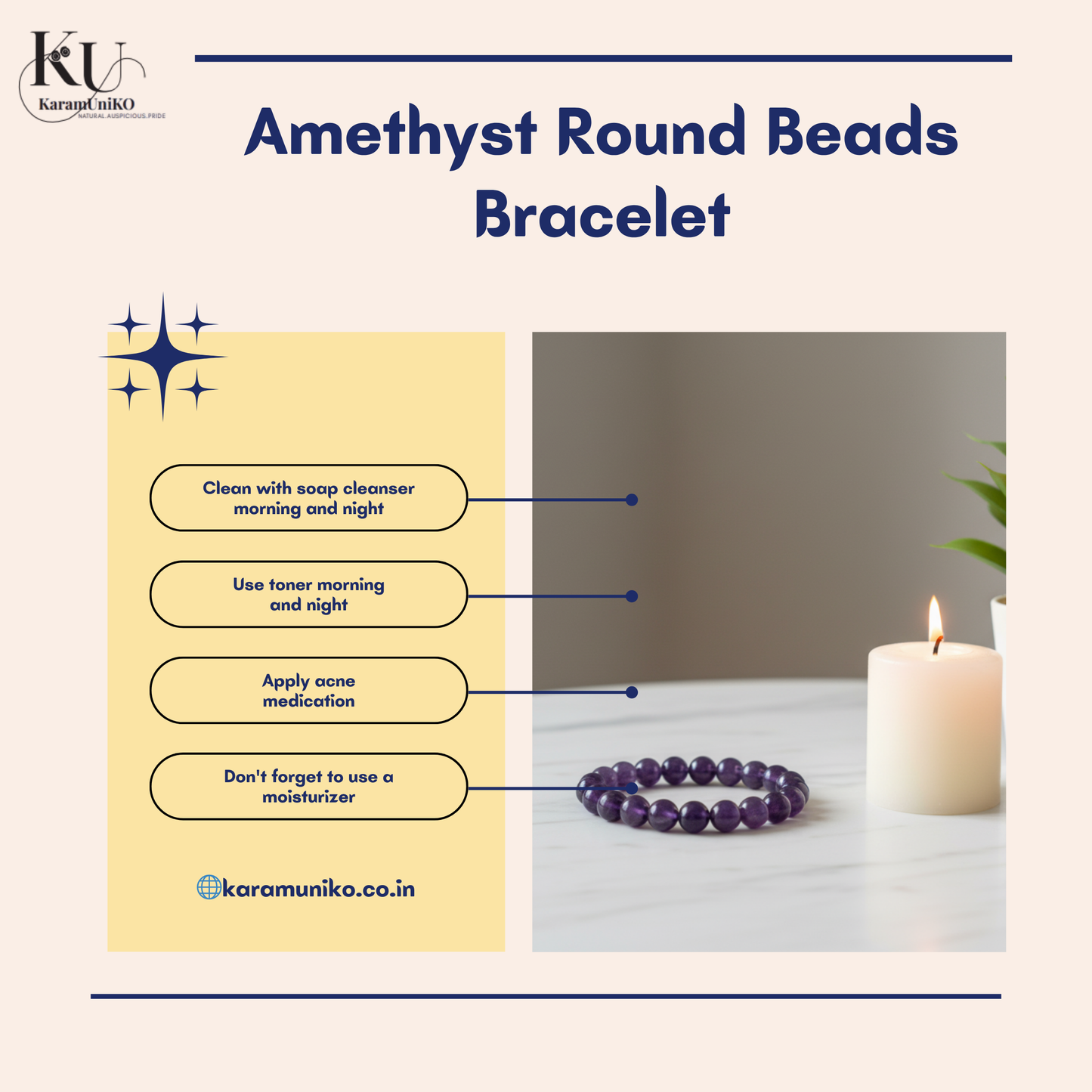 Amethyst Round Beads Bracelet
