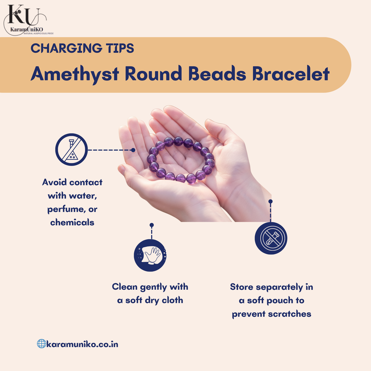 Amethyst Round Beads Bracelet