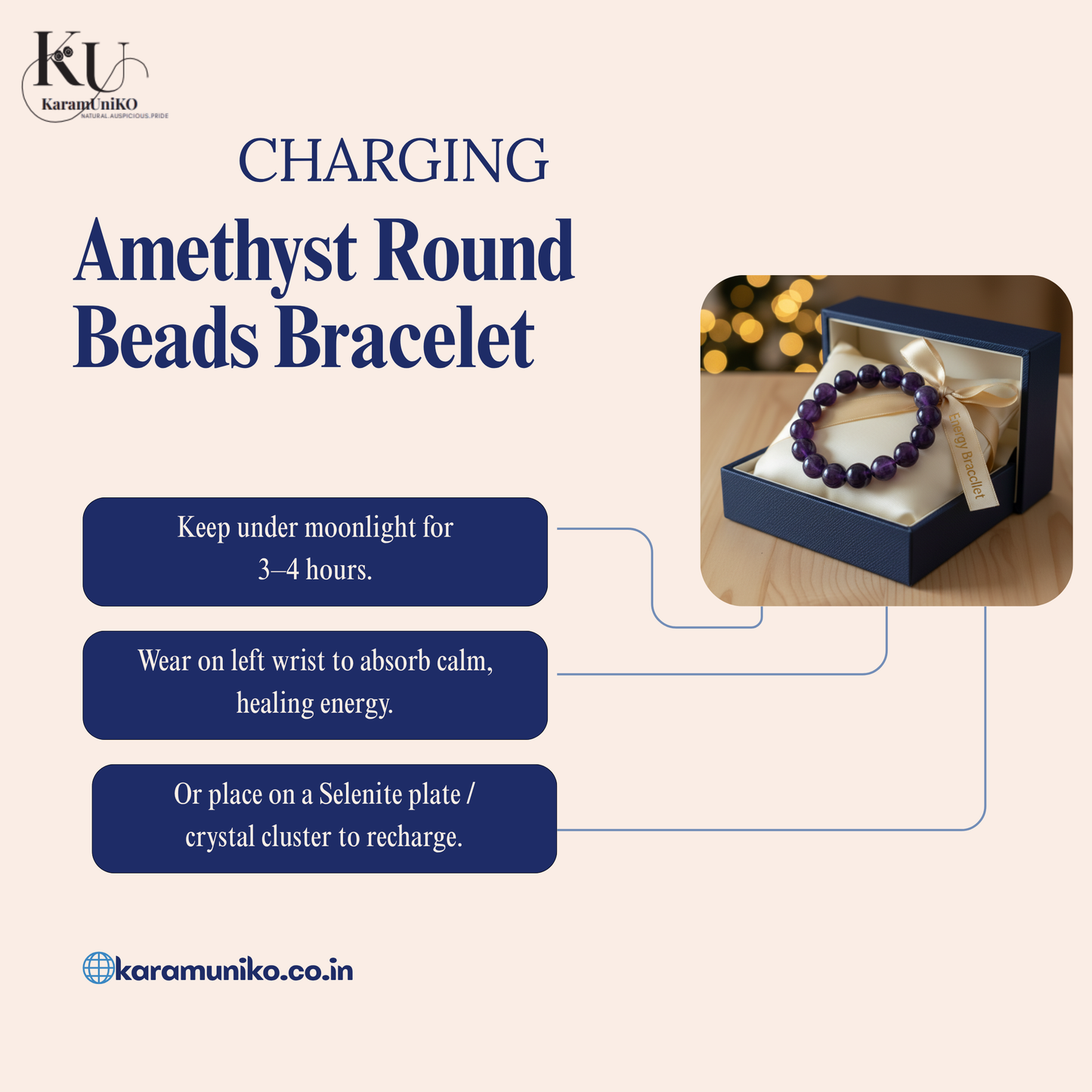 Amethyst Round Beads Bracelet