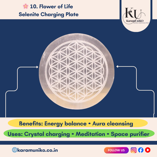 Flower of Life Selenite Charging Plate