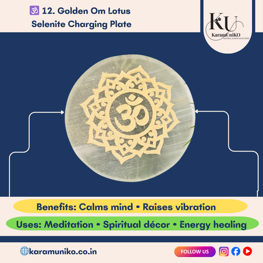 Golden Om Lotus Selenite Charging Plate
