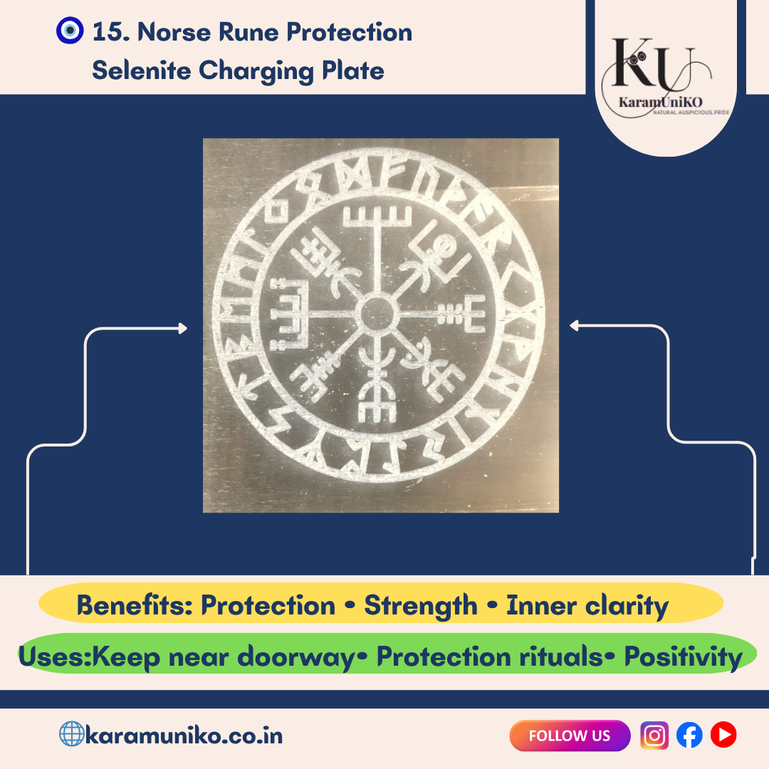 Norse Rune Protection Selenite Charging Plate