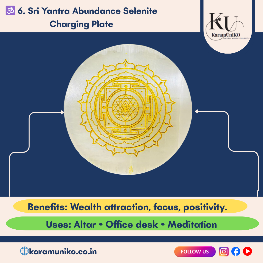 Sri Yantra Abundance Selenite Charging Plate
