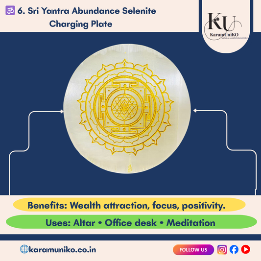 Sri Yantra Abundance Selenite Charging Plate