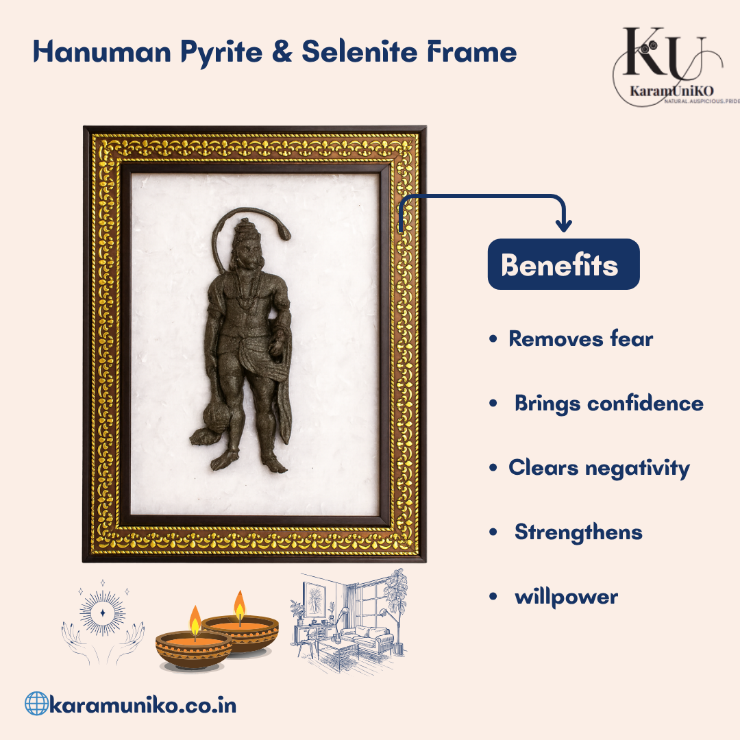 Hanuman Pyrite &amp; Selenite Frame – Karamuniko Divine Warrior Series