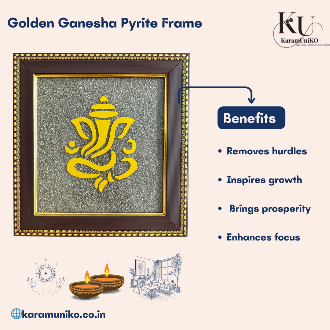 Golden Ganesha Pyrite Frame