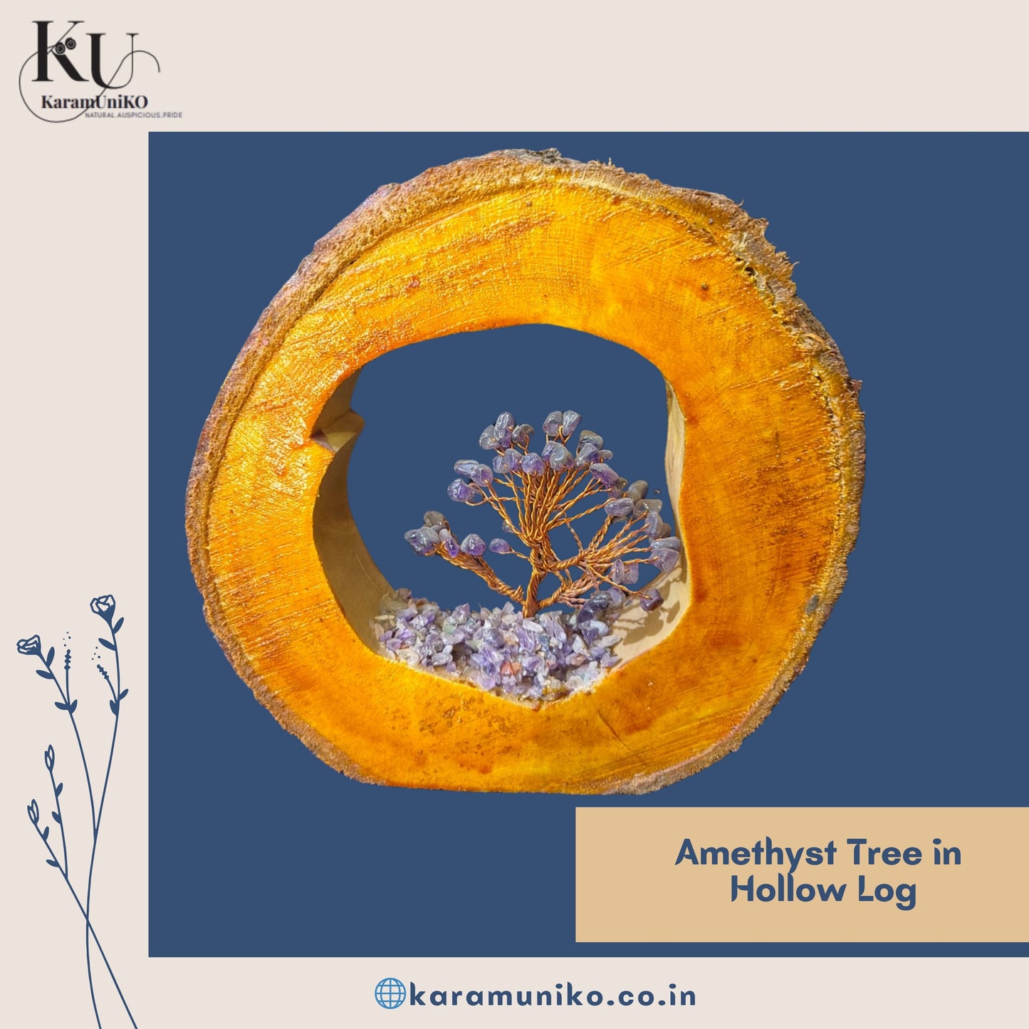 Amethyst Crystal Tree in Hollow Log