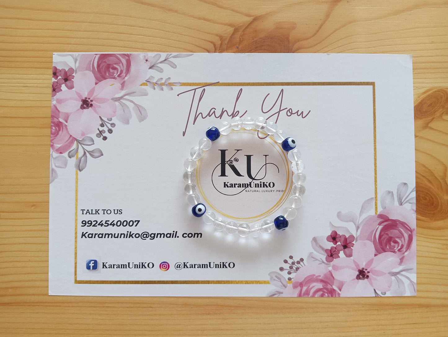 Clear Quartz with Evil Eye Bracelet