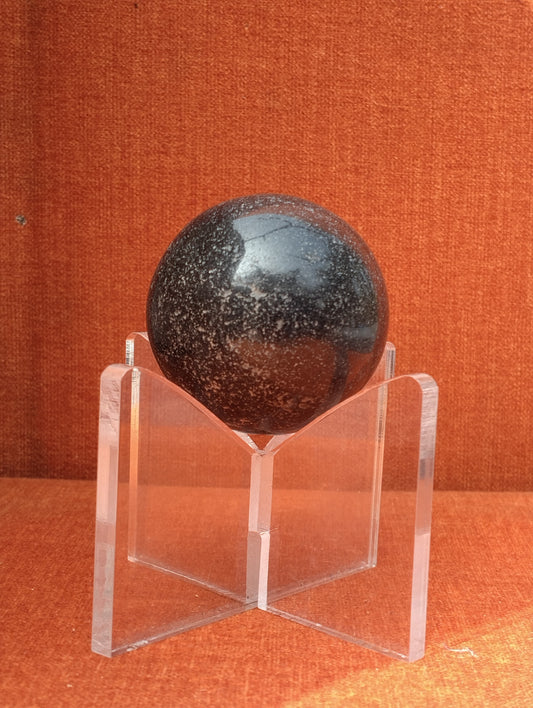 Snowflake Obsidian Sphere on Acrylic Stand