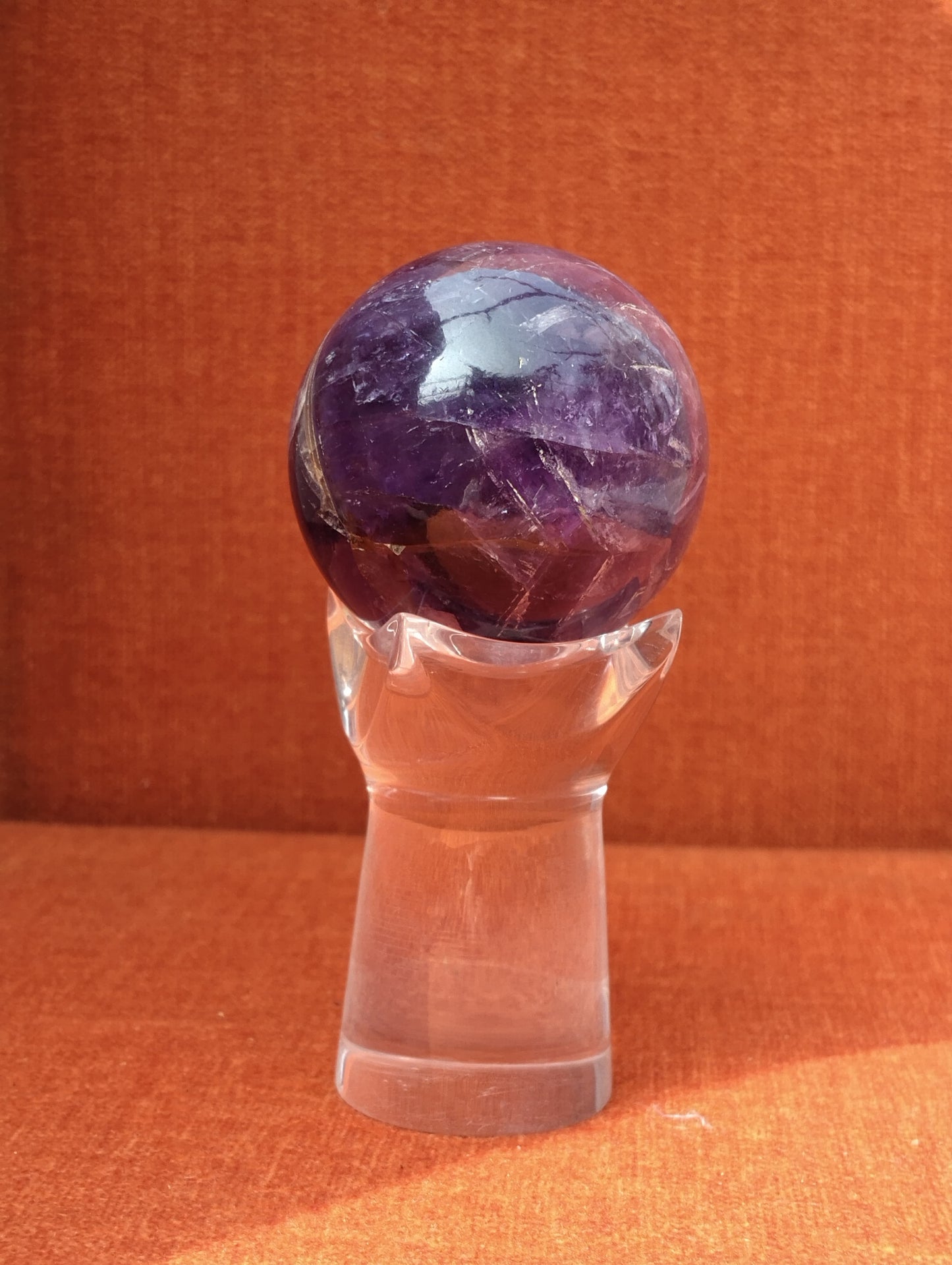 Amethyst Sphere with Faceted Display Stand
